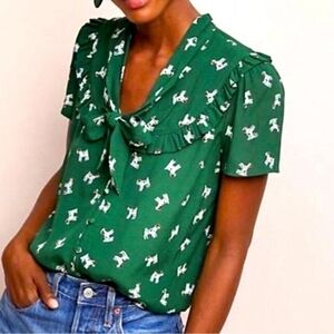 Anthropologie Maeve Adajio Dog Print Top Size S